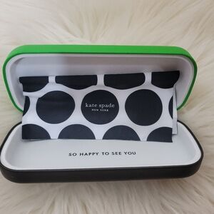 Kate Spade Eyeglass Case Green Black Hard Shell Sun Glasses 6.5"×2.5"